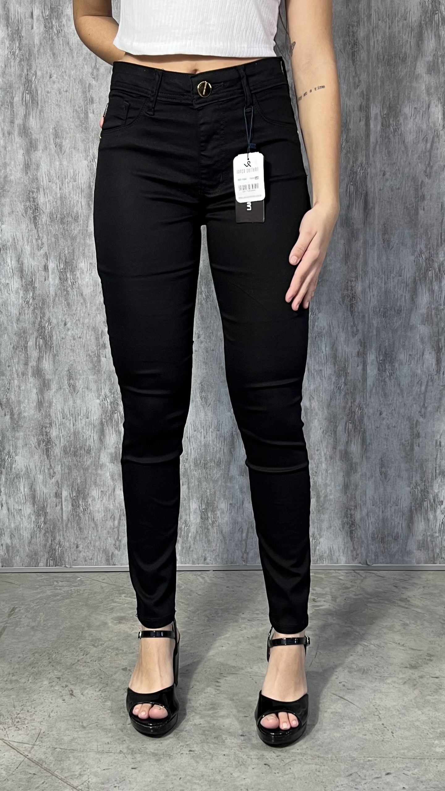 CALÇA JEANS GRIFE PREMIUM FEMININA - LP SKINNY PRETA